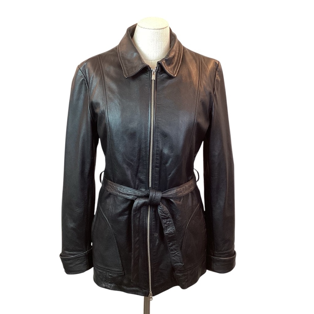 Wilson’s Leather Thinsulate Insulated Belted Leather Jacket Black - Picture 14 of 14